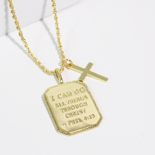 Philippians 4:13 Gold Necklace