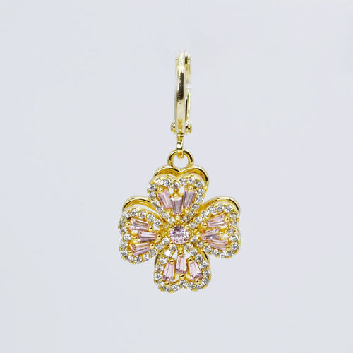 Pink Crystal Flower Charm Ch-36