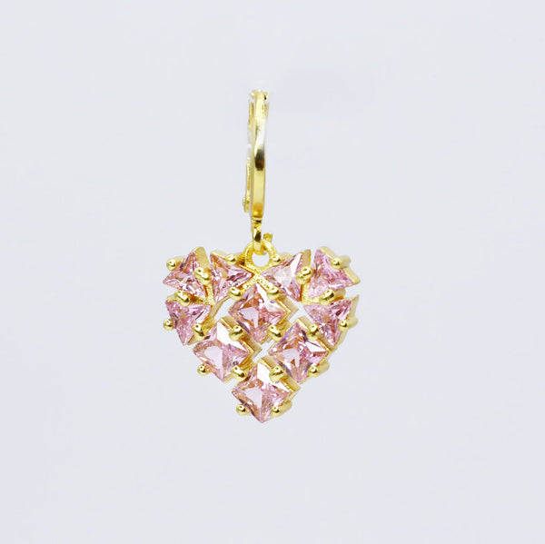 Pink Gem Heart Charm CH-349