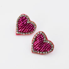 Load image into Gallery viewer, Pink Mini Heart Beaded Stud C8

