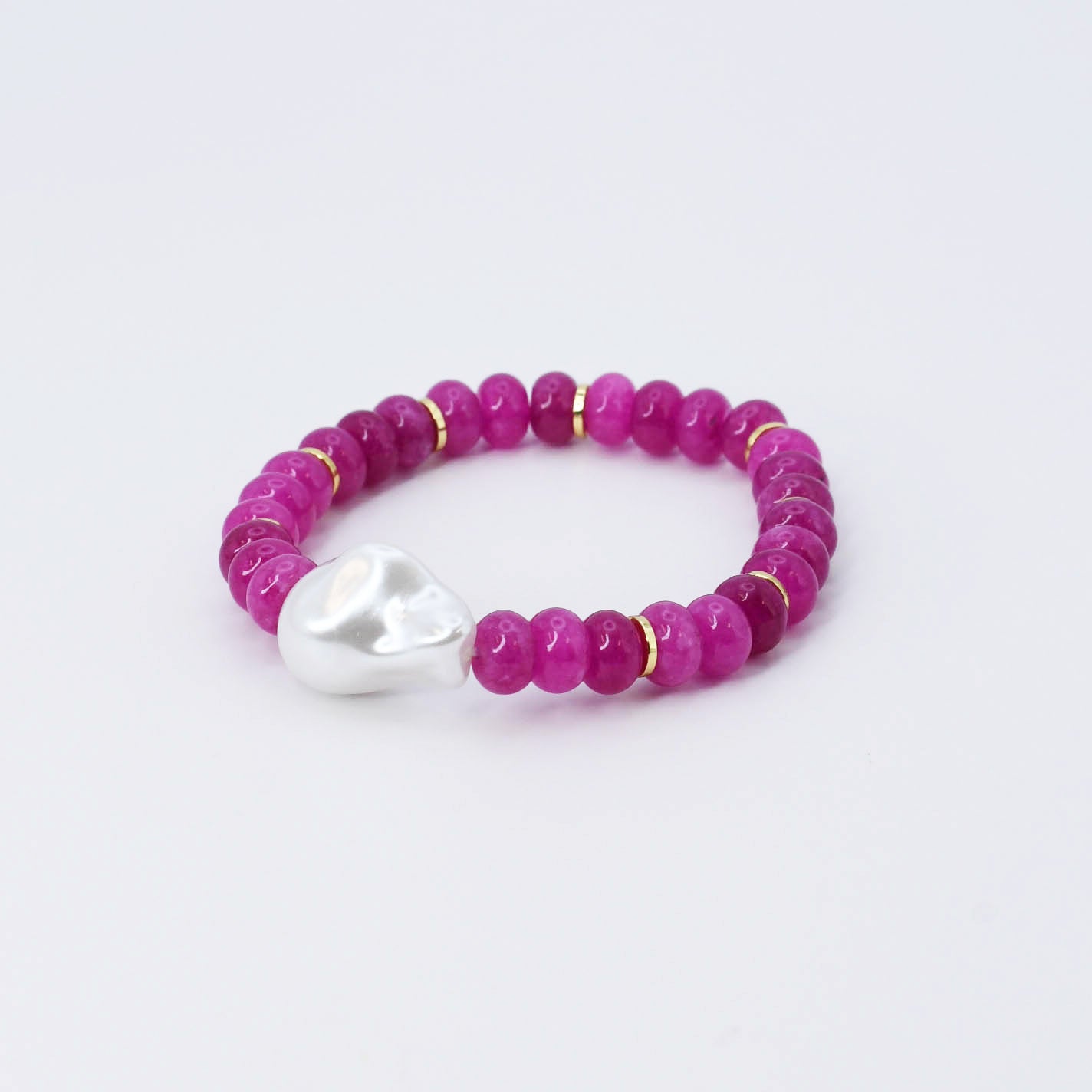 Pink Beaded Bracelet with Pearl T63