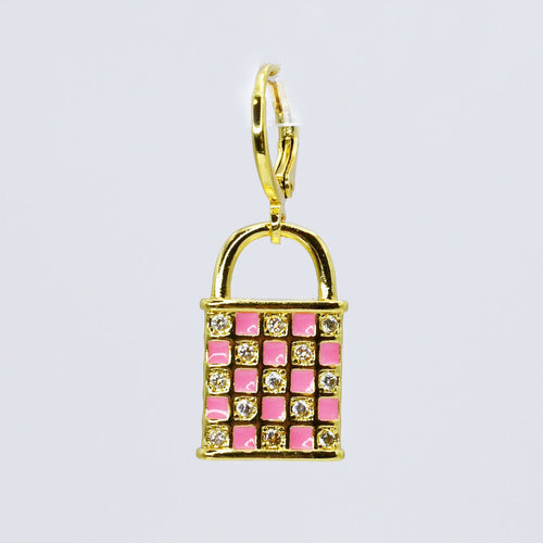 Pink Plaid Lock Charm CH-385