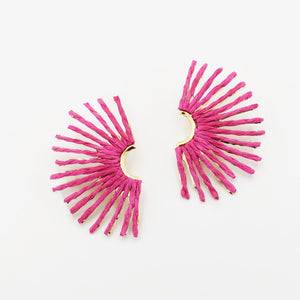 Pink Raffia Fan A45