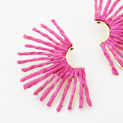 Pink Raffia Fan A45