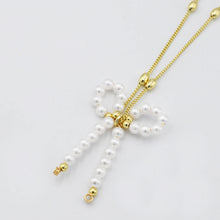 Load image into Gallery viewer, Pretty Pearl Bow Necklace
