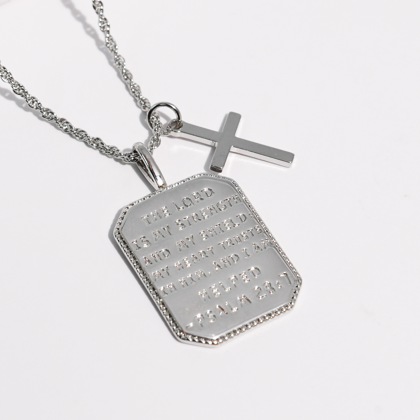 Psalm 28:7 Silver Necklace