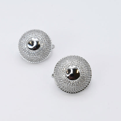 Puffy Disco Silver Earrings K15