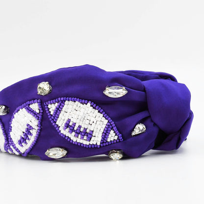 Purple/White Football Headband U24