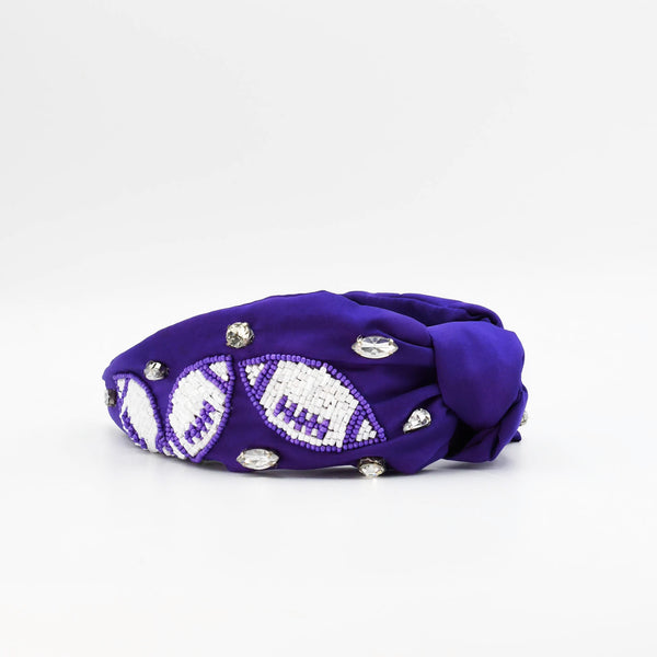 Purple/White Football Headband
