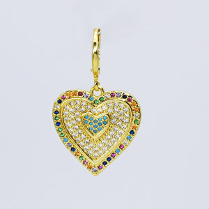 Rainbow Stone Heart Charm CH-315