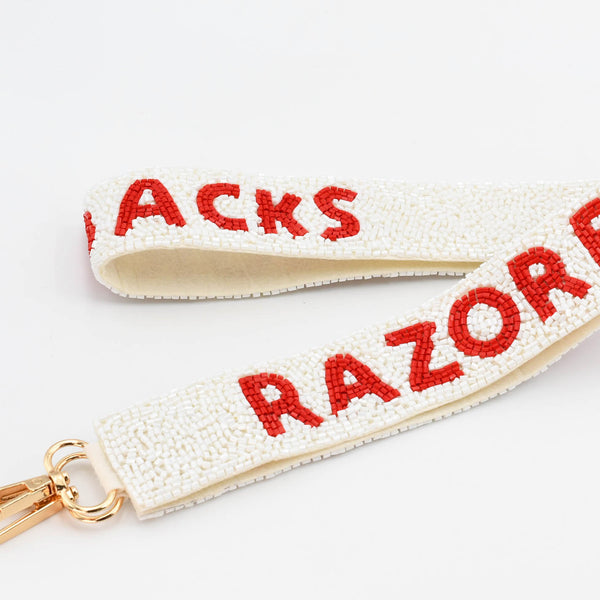Razorback White/Red Beaded Strap