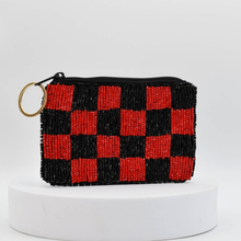 Load image into Gallery viewer, Checkered Black/Red Keychain Pouch

