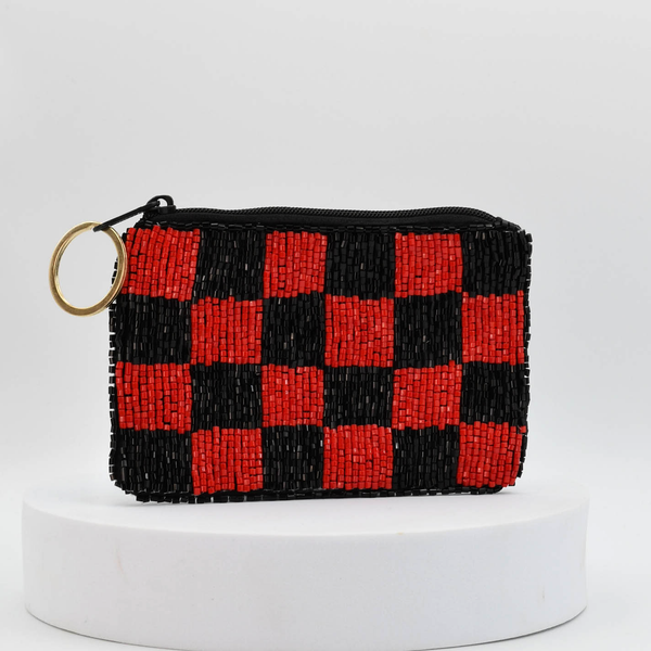 Checkered Black/Red Keychain Pouch