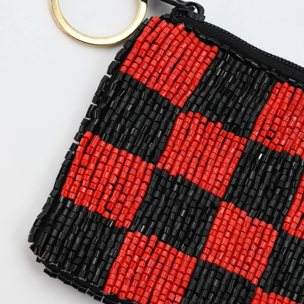 Checkered Black/Red Keychain Pouch