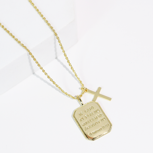 Romans 8:31 Gold Necklace