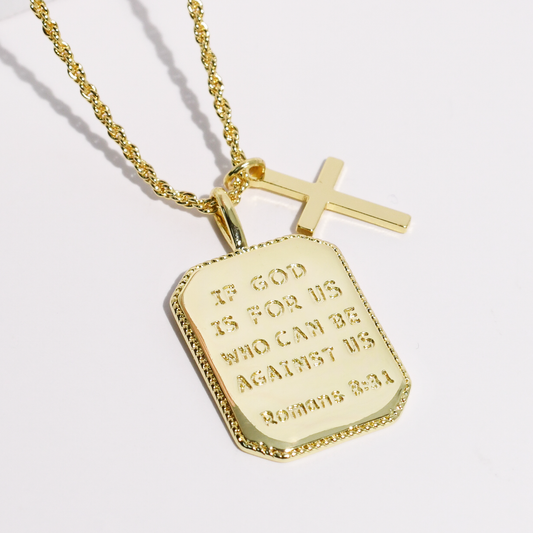 Romans 8:31 Gold Necklace