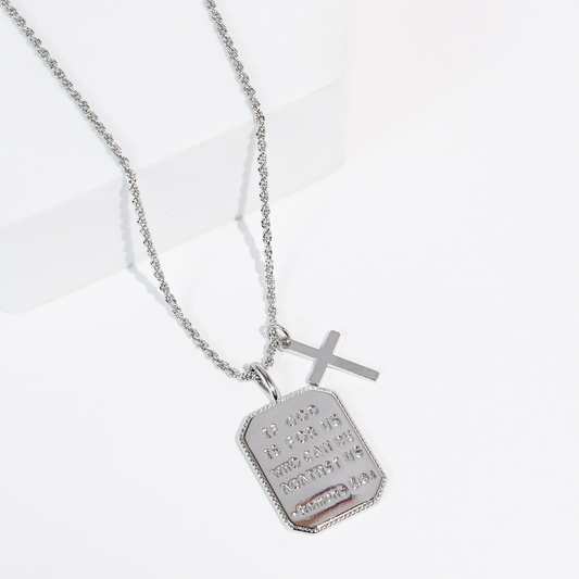 Romans 8:31 Silver Necklace