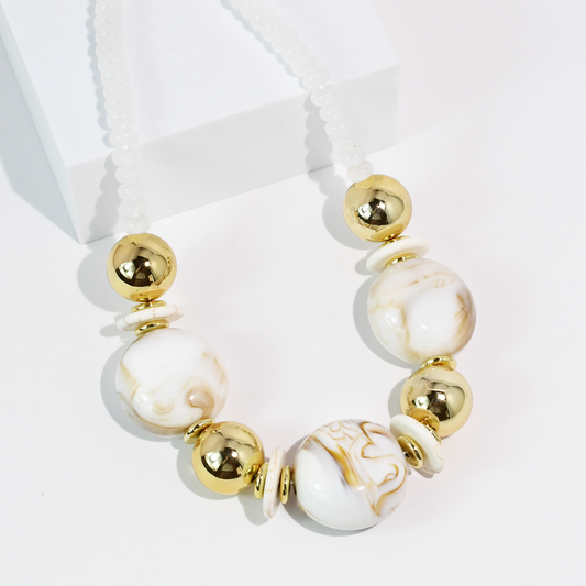 Round top Cream Necklace