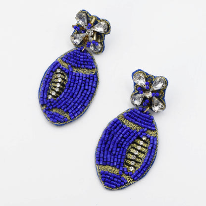 Royal Blue/Gold Football Earring S33