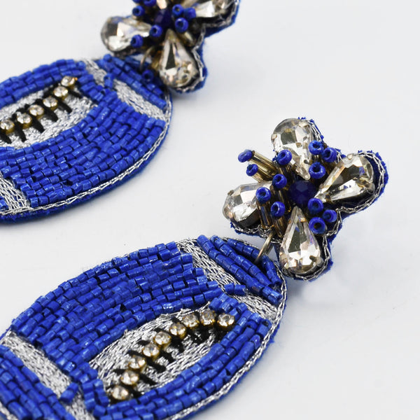 Royal Blue/Silver Football Earring S36