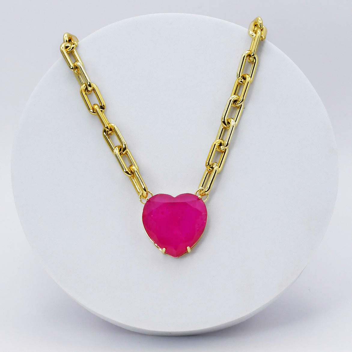 Ruby Heart Gem Necklace C-27