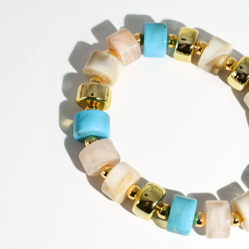 colorful gemstone jewelry, beaded fashion bracelet, gold or silver tone accessory, handcrafted beaded piece, trendy boho chic jewelry, vibrant statement wristwear, artisan handmade design, everyday stackable accessory, fashion jewelry for women, premium jewelry gift idea, boutique style wristwear, elevated modern jewelry