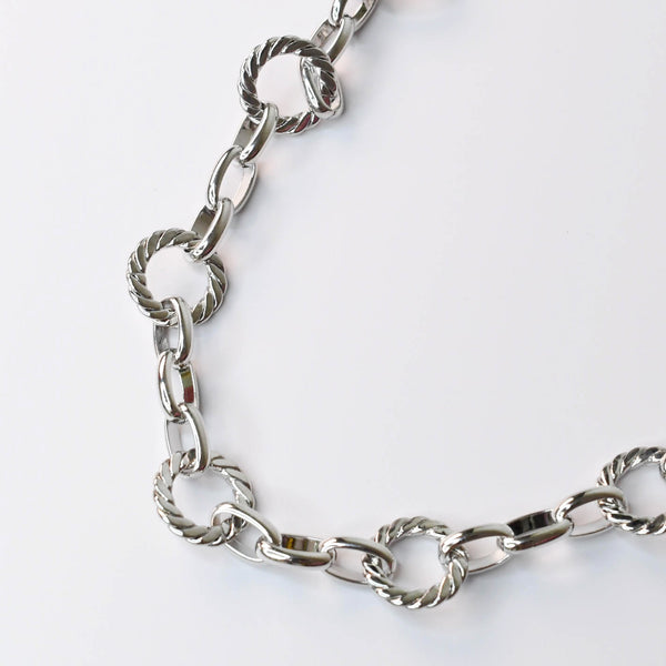 Silver Circle Chain Link Necklace M10