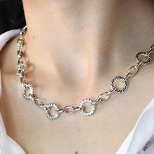 Load image into Gallery viewer, Silver Circle Chain Link Necklace M10
