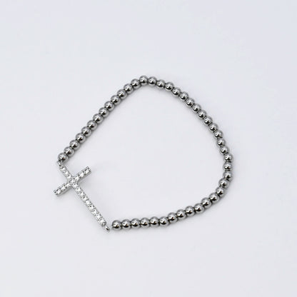 Silver Cross Bracelet O26