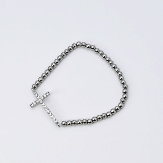 Silver Cross Bracelet O26