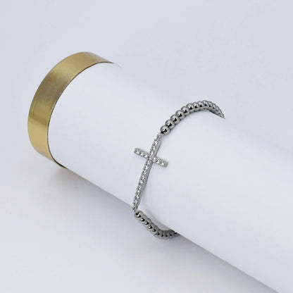 Silver Cross Bracelet O26