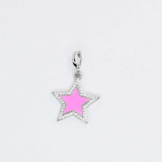 Silver Pink Star Charm CH-126