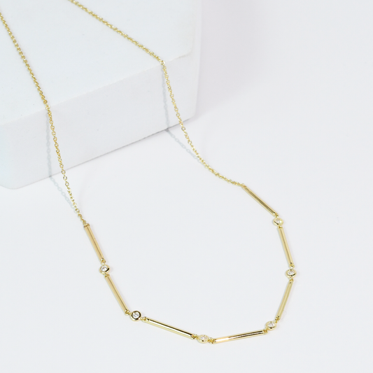 Sleek Crystal Bar Necklace