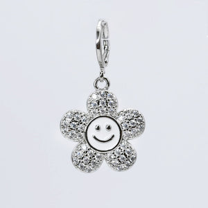 Smiley Flower Silver Charm CH-345