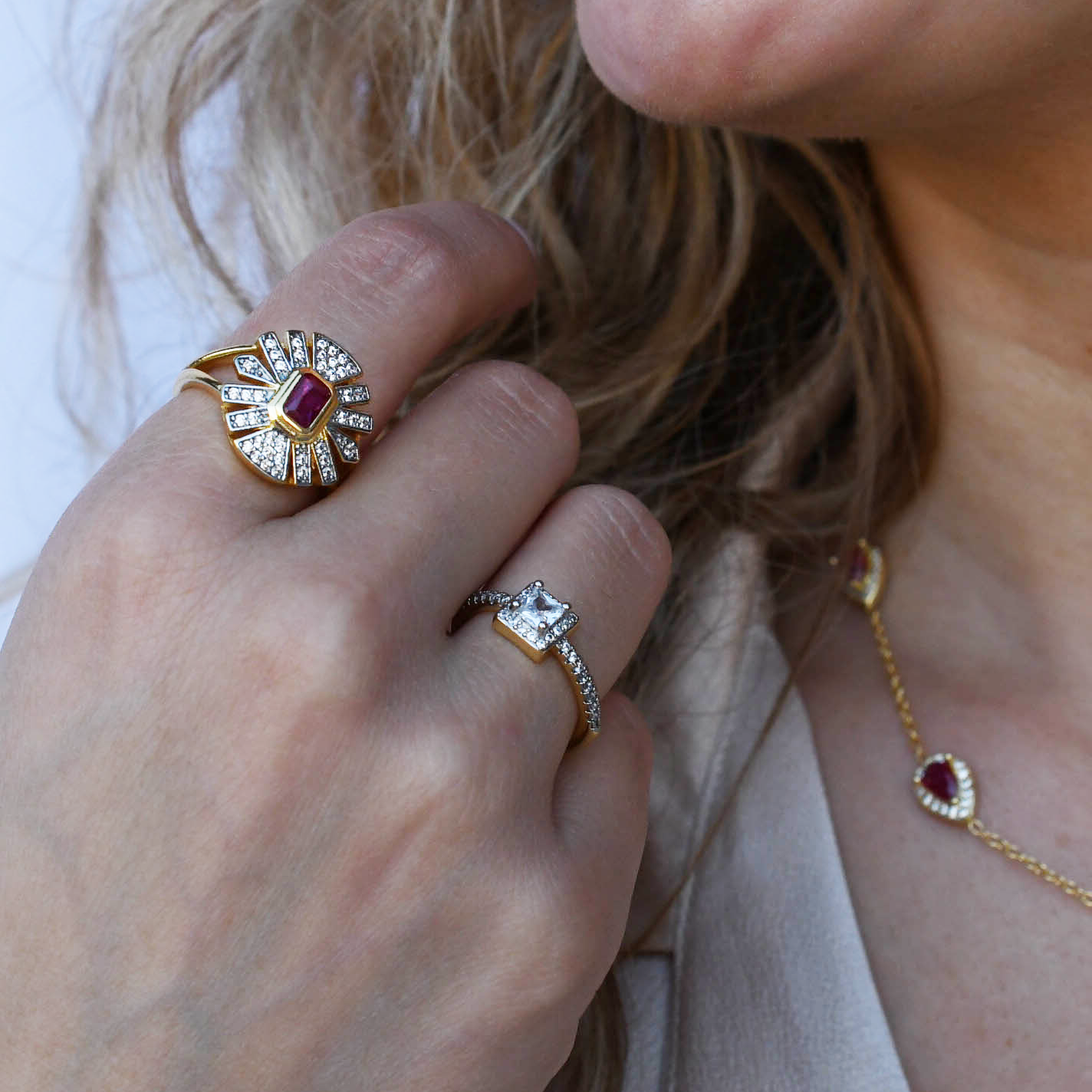 hypoallergenic ring, waterproof ring, tarnish free jewelry, boutique wholesale jewelry, dainty gold ring, gemstone statement ring, sparkly cubic zirconia ring, high quality jewelry gifts, elegant gold plated ring, trendy fashion ring, pastel gemstone ring