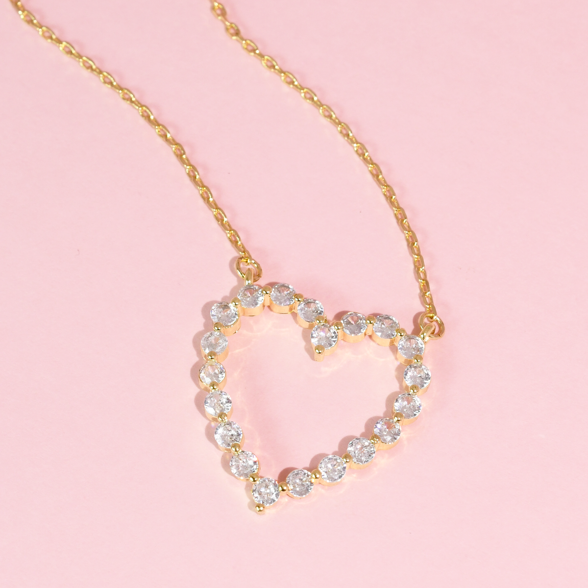 Sparkle Heart Gold Necklace