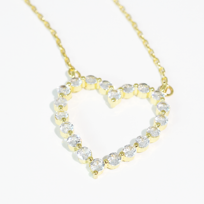 Sparkle Heart Gold Necklace