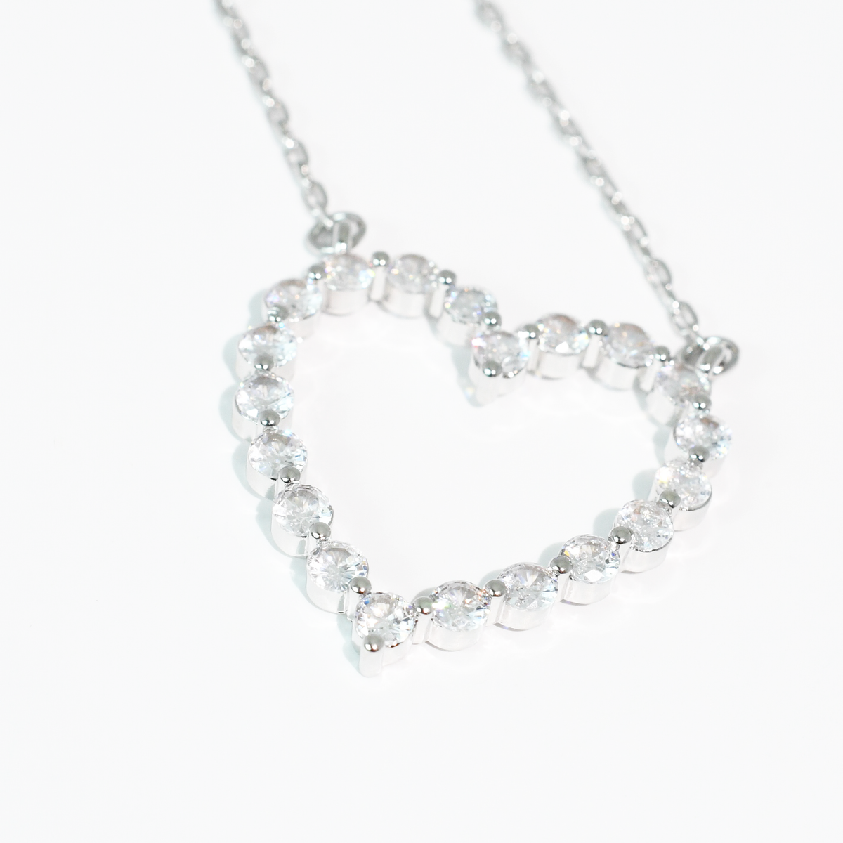 Sparkle Heart Silver Necklace