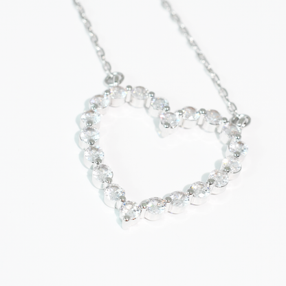 Sparkle Heart Silver Necklace