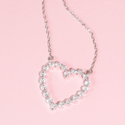 Sparkle Heart Silver Necklace