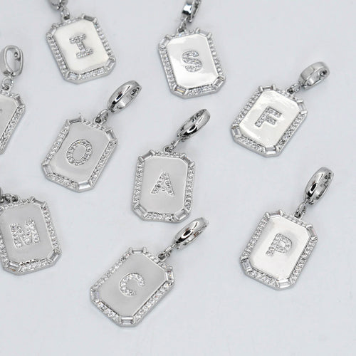 Silver Square Initials Charm