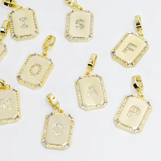 Gold Square Initials Charm