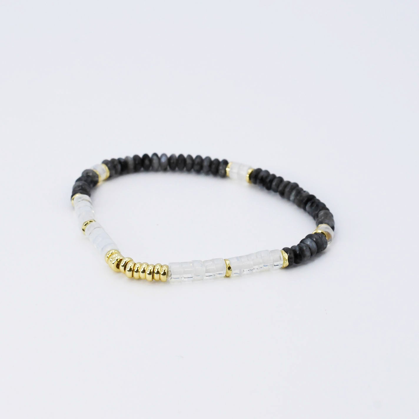 Stormy Sky Black Natural Stone Bracelet N58