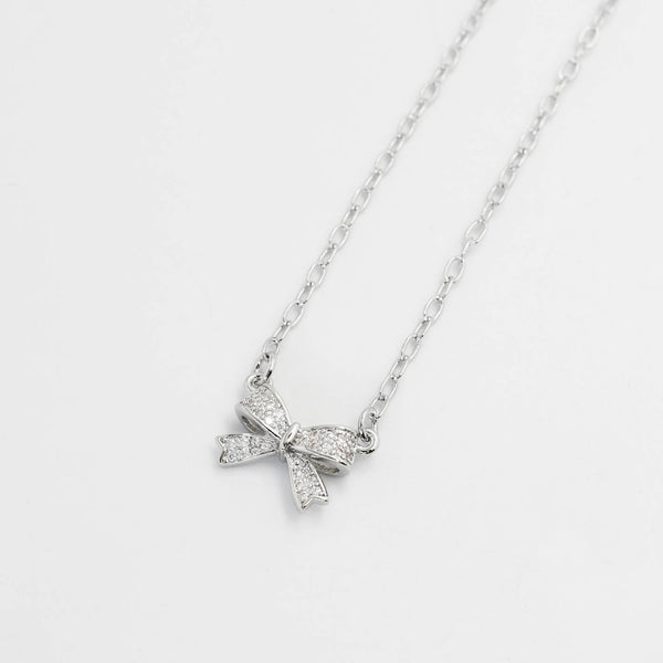 Sweet Bow Silver Necklace I-60