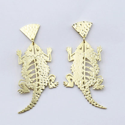 TCU Hornfrog Earrings Gold T28