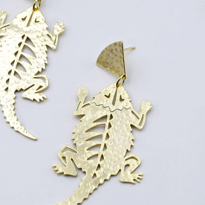 TCU Hornfrog Earrings Gold T28