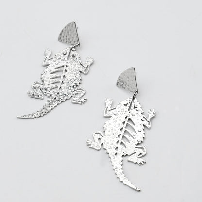 TCU Hornfrog Earrings Silver T28