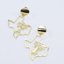 Load image into Gallery viewer, Texas Tech Map Earrings Gold T29
