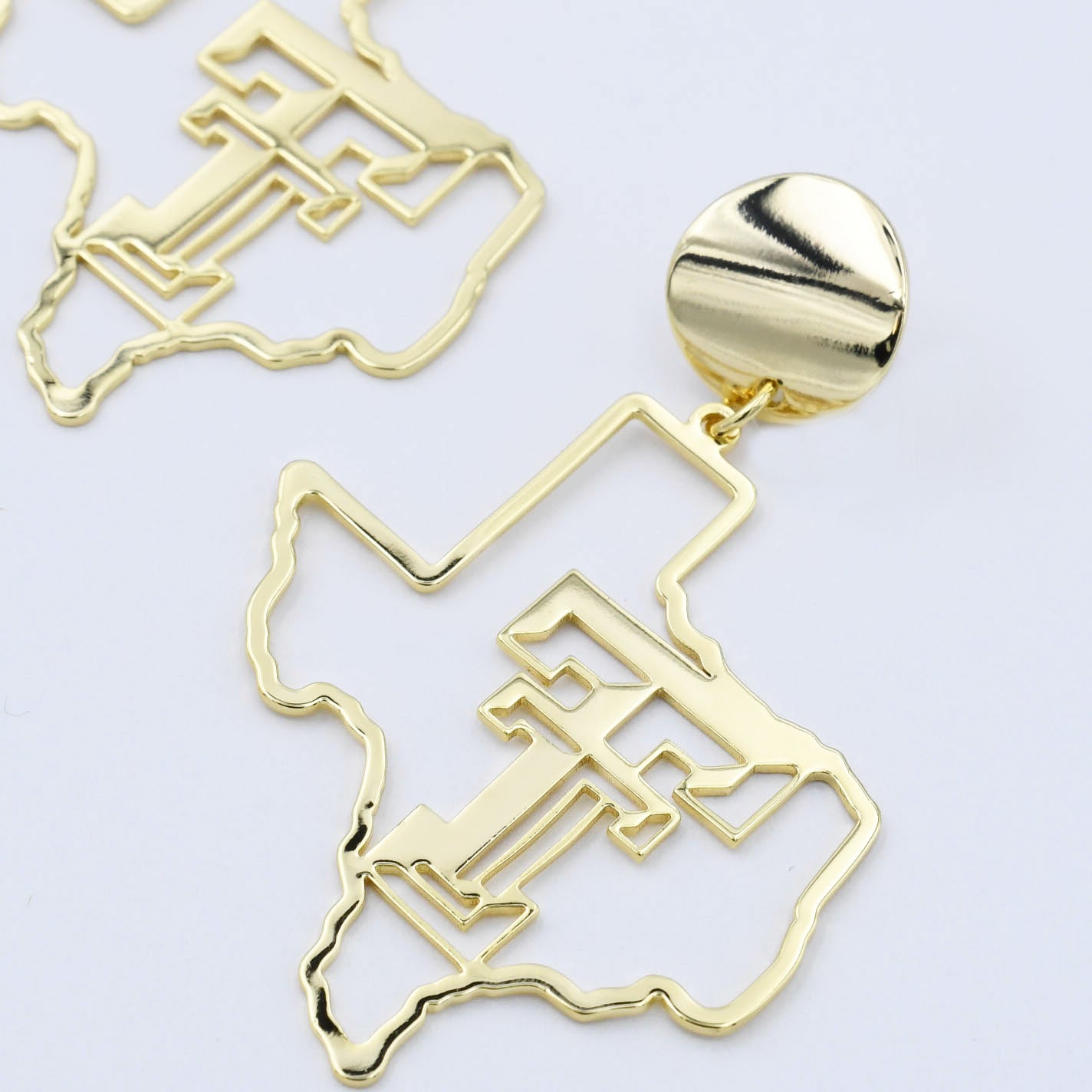 Texas Tech Map Earrings Gold T29