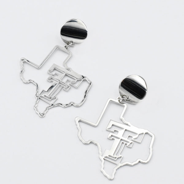 Texas Tech Map Earrings Silver T29